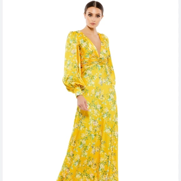 Mac Duggal Dresses & Skirts - NWT $398 Leena for Mac Duggal Yellow Floral Dress Size 4